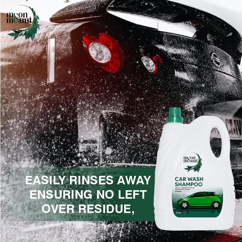 Moon & Mount Car Washing Liquid, Car Wash Shampoo, Safe For Cars, Trucks, Motorcycles, Rvs & More, Wash Liquid For Car And Bike - 5 Liter (Green Apple) - Image 2