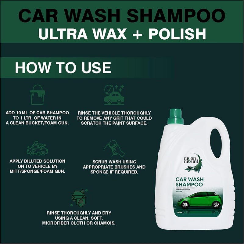 Moon & Mount Car Washing Liquid, Car Wash Shampoo, Safe For Cars, Trucks, Motorcycles, Rvs & More, Wash Liquid For Car And Bike - 5 Liter (Green Apple) - Image 4