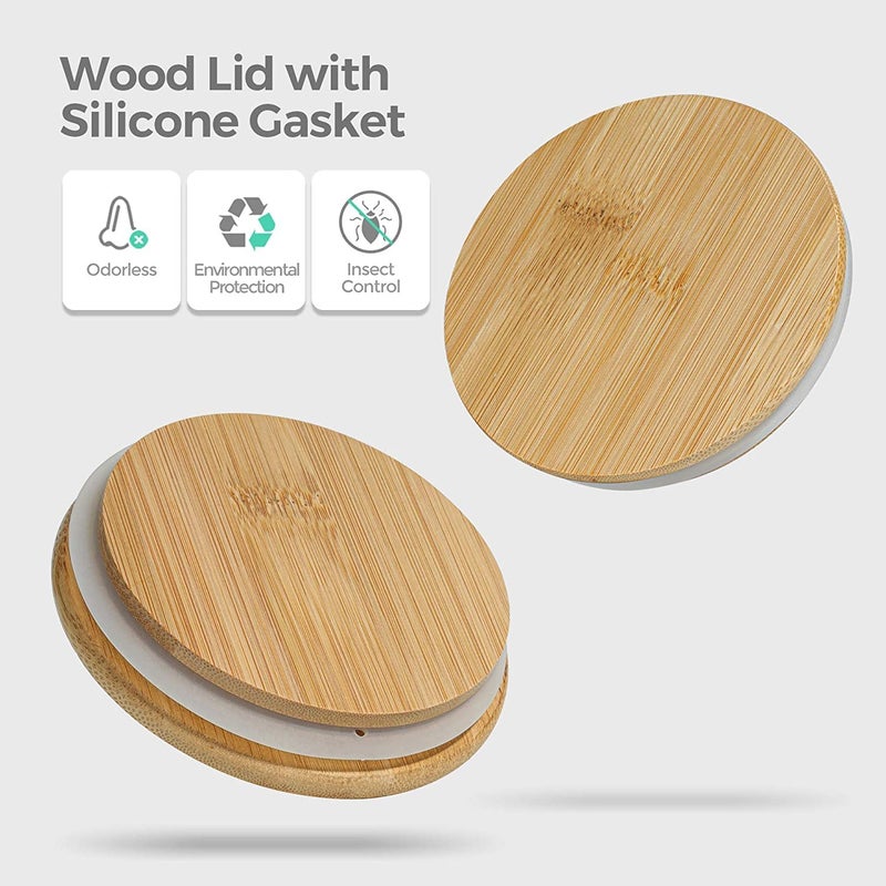 KELVEE جرار تخزين الطعام الزجاجية KELVEE محكمة الإغلاق مجموعة حاويات الوجبات الخفيفة مع أغطية من الخيزران الطبيعي 1400 مل مجموعة من 2 - Image 4