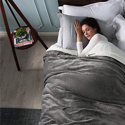 VAS COLLECTIONS Polyester Micromink Summer AC Blanket Sherpa Super Soft Flannel Solid/Plain AC Dohar/Comforter, Grey & Silver, Size 150X225 Cms (Approx 4.7 x 7 ft) (Single, Breathable) - Image 4