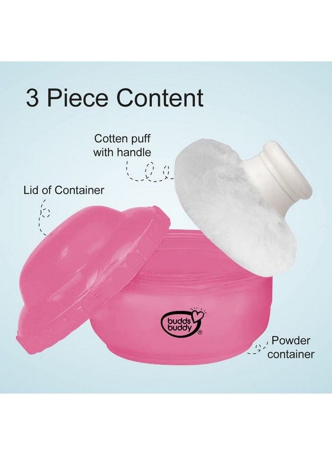 BuddsBuddy Bpa Free Popo Baby Powder Puff With Storage Powder Case (Pink)  - Image 5