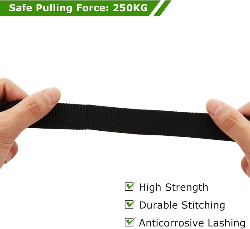 SENENQU 10 Pack 5m Black Roof Rack Straps, 25mm Adjustable Tie Down Straps Cargo Straps, Heavy Duty Lashing Straps Cam Buckle Straps for Luggage Trailer Trucks Motorcycle Car - Image 3