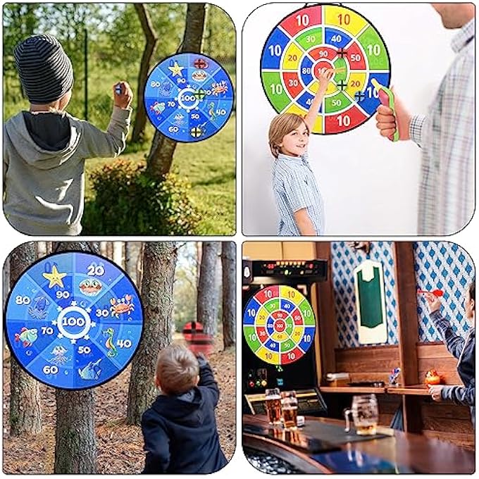 SIMDAO 26 Inches Kids Dart Board Set Double Sided Foldable Felt Dartboard with 12Pcs sticky Ball 6 darts 3 Sticky Dartboard Toys and Storage Bag for 410 years Kid Indoor Outdoor Toys Games Toys Gifts - Image 5