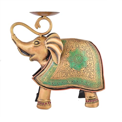 CraftVatika Metal Elephant Statue Tea Light Candle Holder Stand Decorative Showpiece for Home House Decoration Items, Tabletop Showpiece Tealight Holder, Wedding Diwali Decorations - Image 5