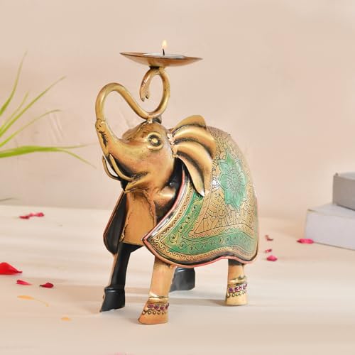CraftVatika Metal Elephant Statue Tea Light Candle Holder Stand Decorative Showpiece for Home House Decoration Items, Tabletop Showpiece Tealight Holder, Wedding Diwali Decorations - Image 4