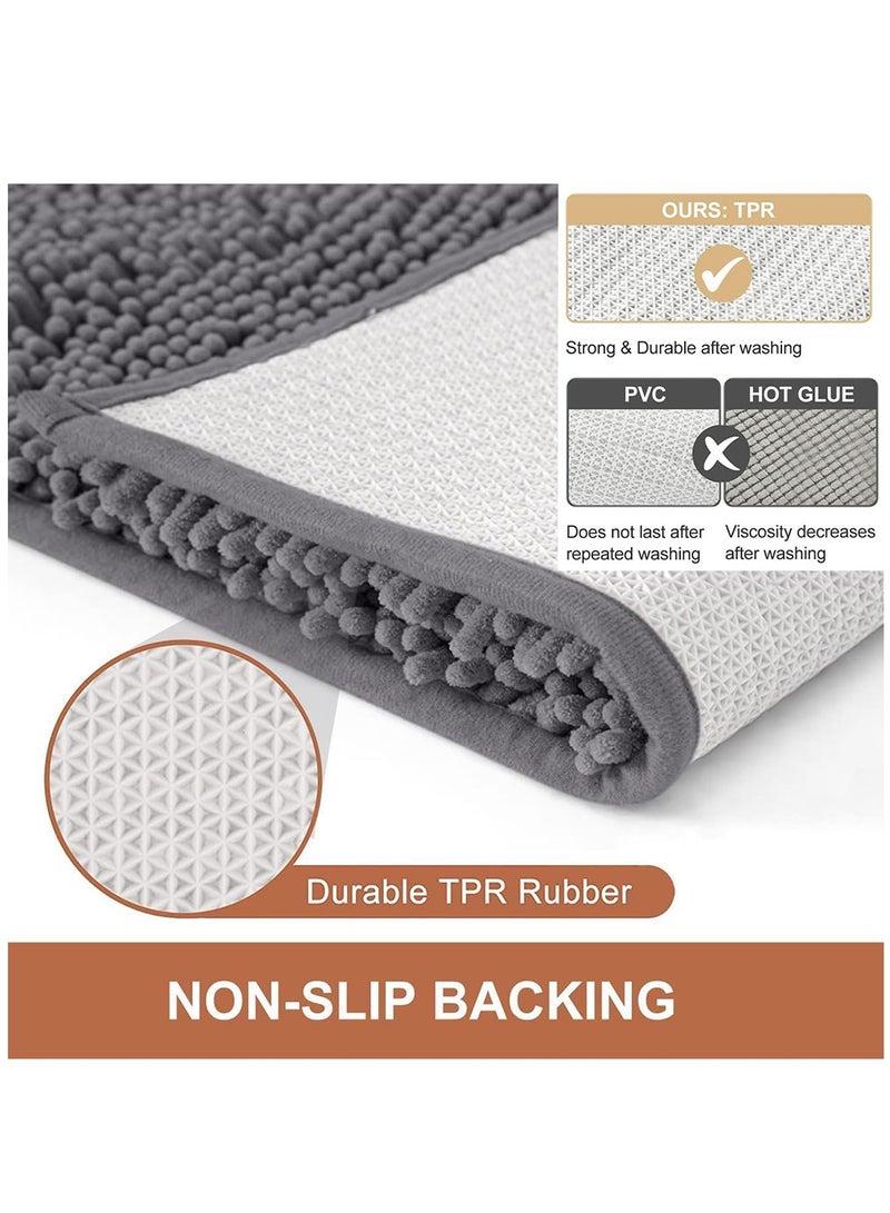 Bathroom Rug, Bath Mats with Non-Slip Bottom, Non-Slip Bath Carpet for Bathroom Floor, Tub and Shower (Dark Grey) - Image 2