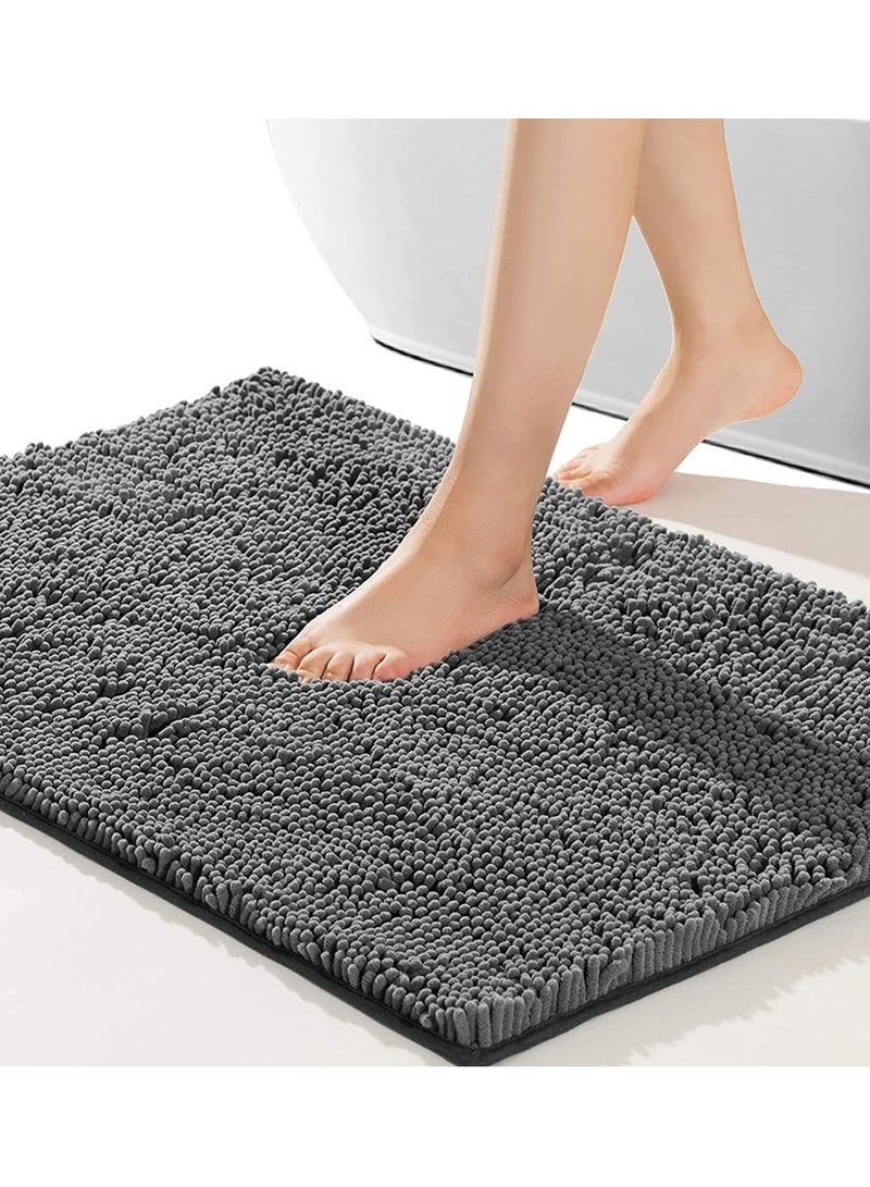 Bathroom Rug, Bath Mats with Non-Slip Bottom, Non-Slip Bath Carpet for Bathroom Floor, Tub and Shower (Dark Grey) - Image 1