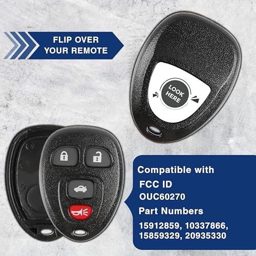 KeylessOption 2X KeylessOption Key Fob Cover Case Replacement for 2006 2007 2008 2009 2010 2011 2012 2013 2014 2015 2016 Buick Cadillac Chevrolet Chevy Remote Shell, 4-Button 15912859, No Programming Required - Image 4