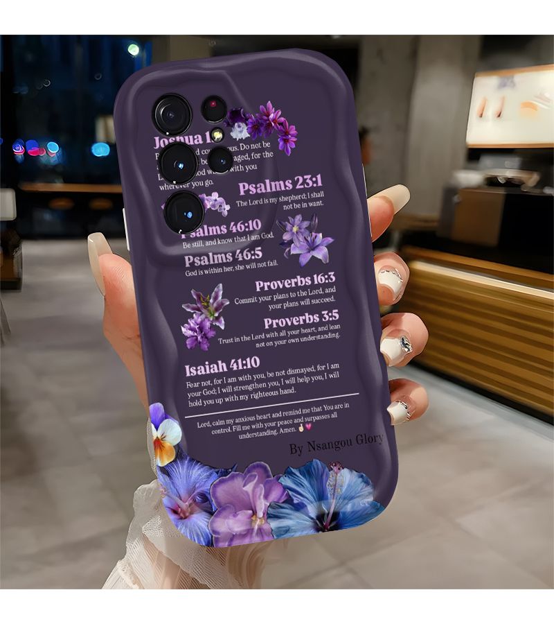Phone Case For Samsung Galaxy A72 Mixed Color Inspired By Classic Verses Joshua 1 9 Psalms 23 1 Floral Design Compatible With Samsung A13 A14 A16 A20S A25 A26 A30 A31 A32 A33 A35 A51 A52 A53 A55 A56 A71 A72 A73 S20 S21 S22 S24 S25 5G Plus Ultra FE - Image 1