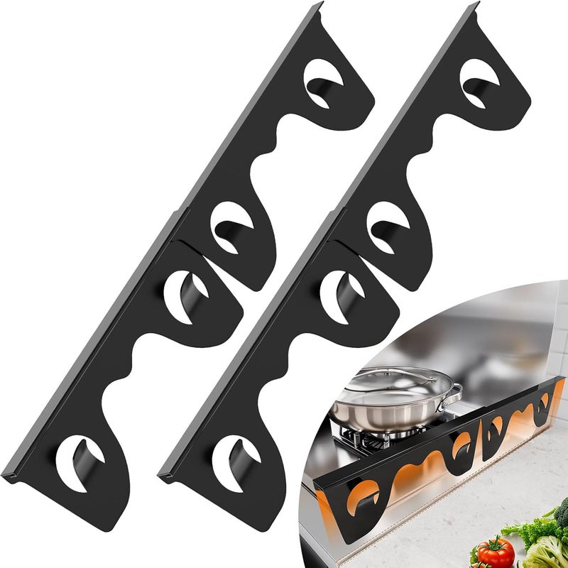 SmartTrends Stove Gap Covers Stainless Steel, 2 Pack Stove Gap Filler, Heat-Resistant Guards Between Stove & Counter, Adjustable Length 13" to 28", Easy to Clean Range Trim Kit for Sink, Black - Image 1