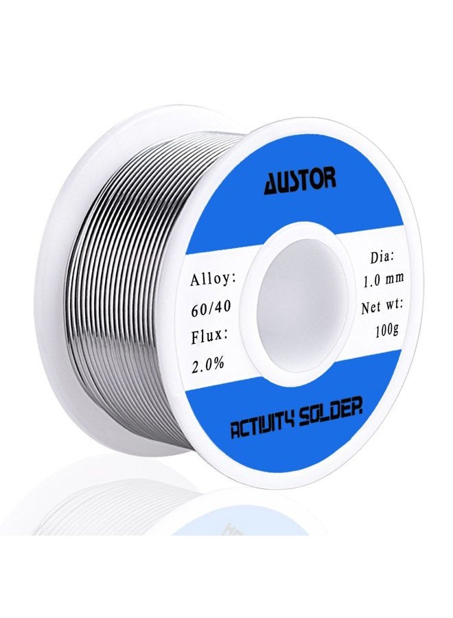AUSTOR 60-40 Tin Lead Rosin Core Solder Wire for Electrical Soldering (100g, 1.0mm) - Image 1