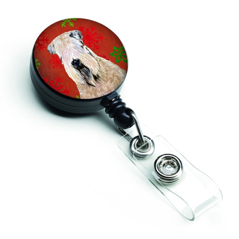 ""Caroline's Treasures Wheaten Terrier Soft Coated Red Snowflake Christmas Badge Reel  Multicolor (SS4700BR)""