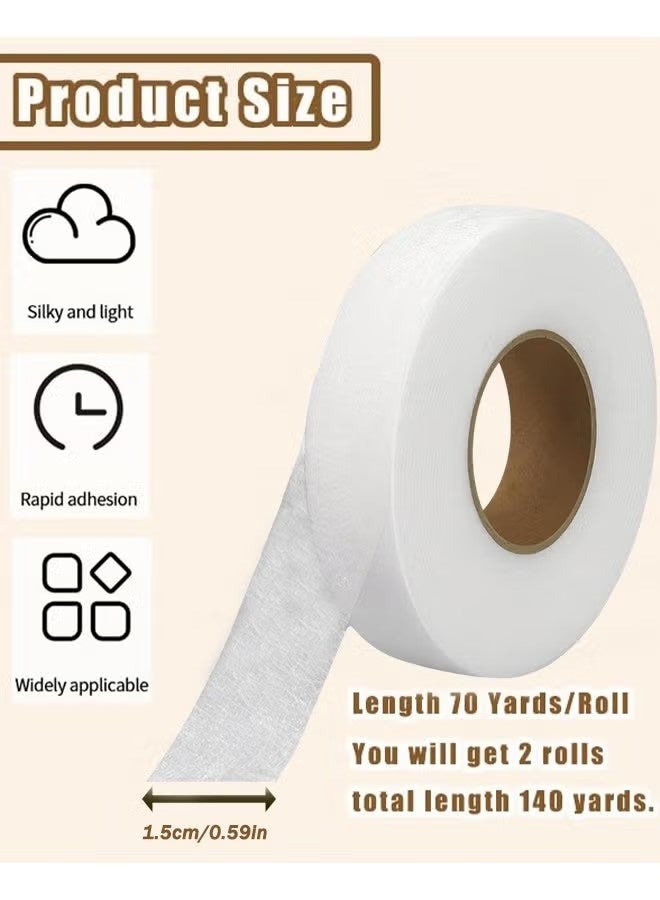 لفتان من شريط حياكة الحواف بالكي، شريط لاصق لدمج الأقمشة بدون خياطة للملابس والسراويل والفساتين والستائر ومشاريع الأقمشة التي تصنعها بنفسك، 1 بوصة × 70 ياردة لكل لفة. - Image 4