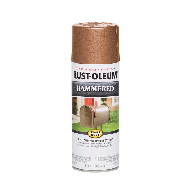 Rust-Oleum 210849 Stops Rust Hammered Spray Paint, 12 oz, Copper - Image 1