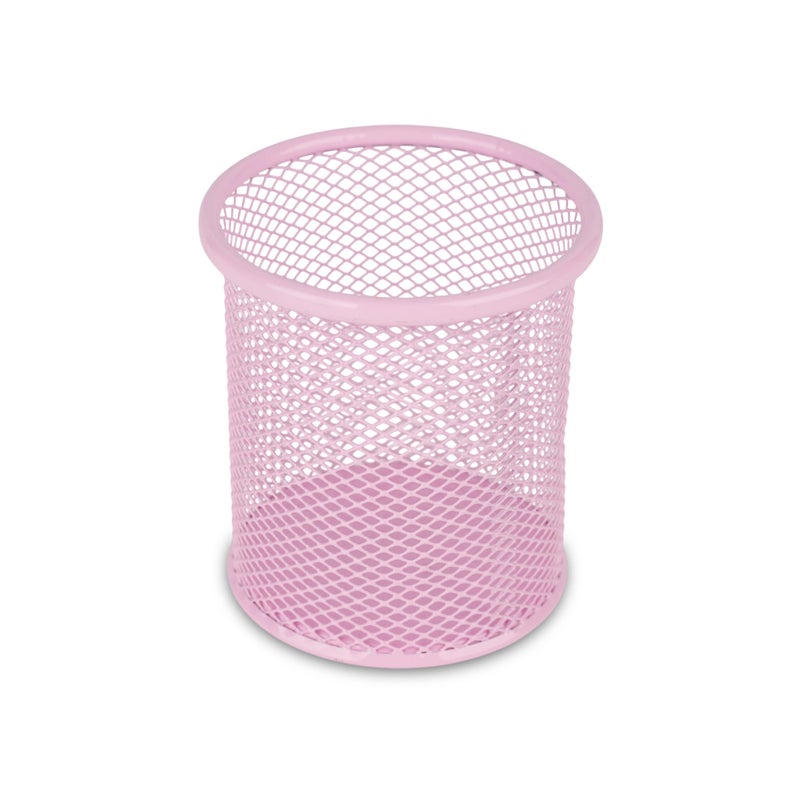 Mesh Pen Holder – Stylish Pencil Holder for Office Desk, Makeup Brush Organizer, Multipurpose Metal Pen Holder for Study Table & Workstation | Pink - Image 1