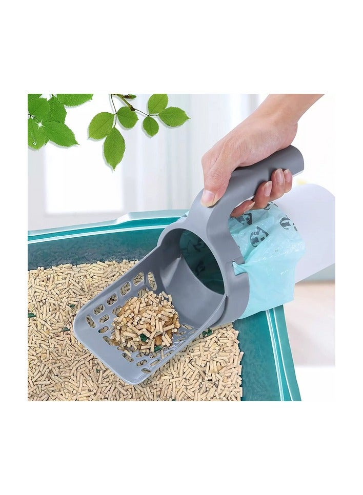 Cat Litter Scoop, Plastic One-piece Cat Litter Shovel Scooper with Waste Container, Pet Garbage Cleaning Tools - Image 2