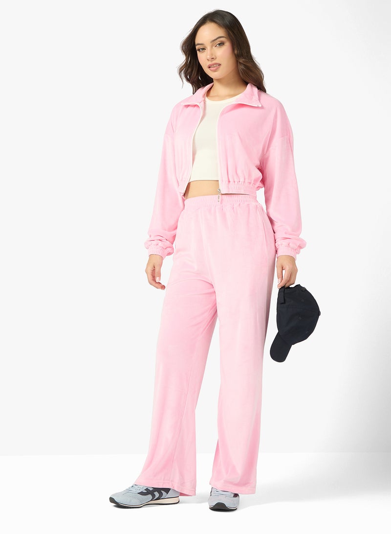 جينجر بدلة رياضية بغطاء رأس وسحاب من المخمل - Image 5