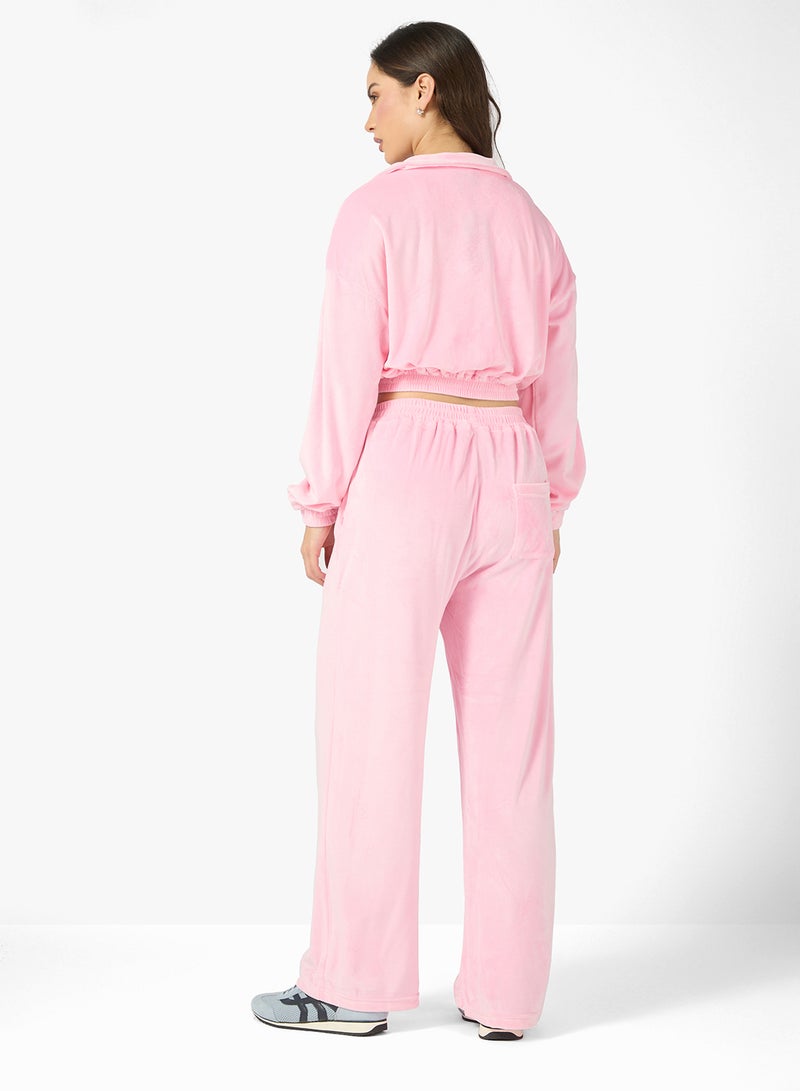 جينجر بدلة رياضية بغطاء رأس وسحاب من المخمل - Image 2