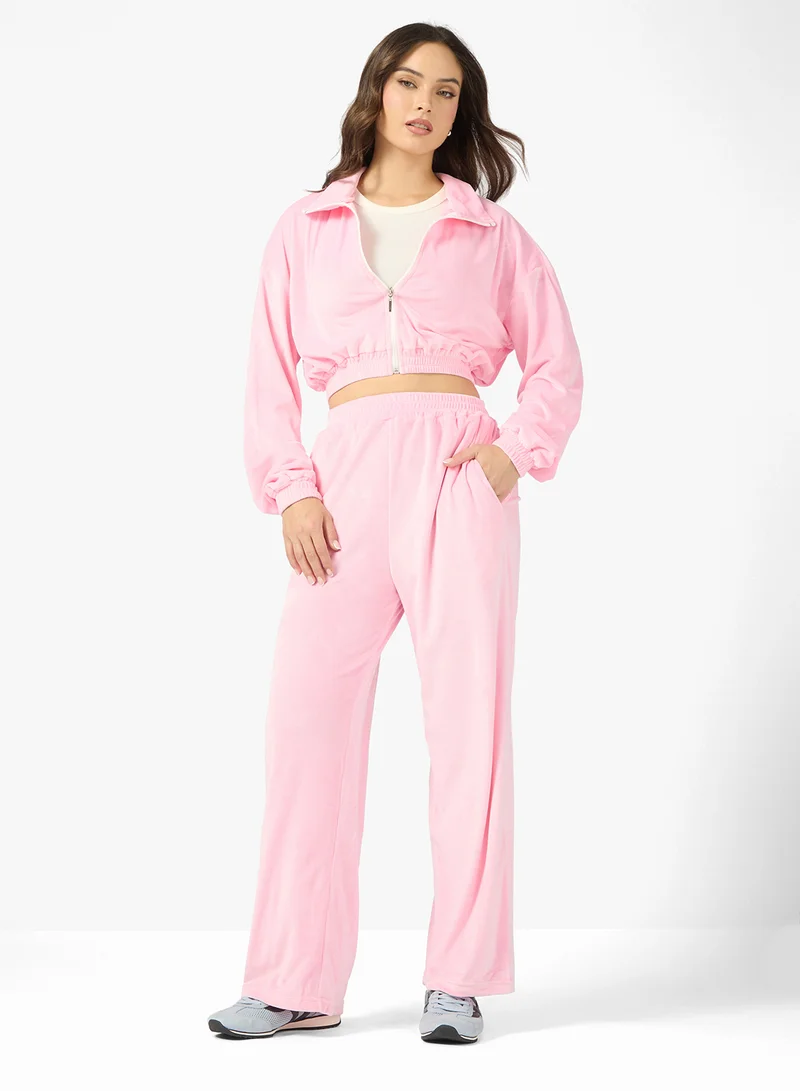 Ginger Velour Hooded Zip Up Tracksuit