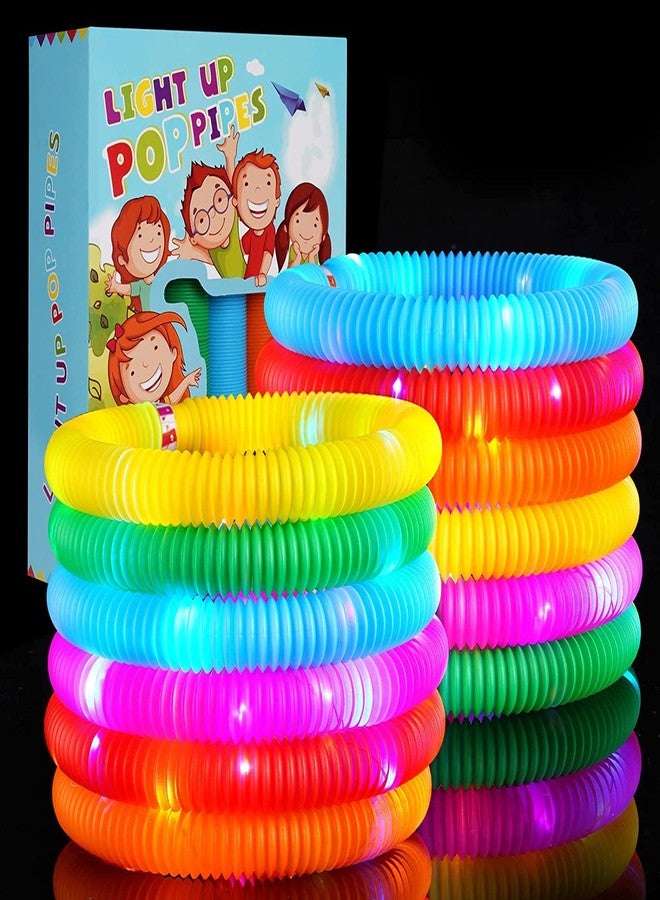 Aganta LED Light Up Pop Tubes Sensory Toys, Fine Motor Skills & Learning for Toddlers, Fidget Toys for Sensory Kids and Stocking Stuffers for Kids Learning Toys Party Pop Tubes (Pack of 24) - Image 4
