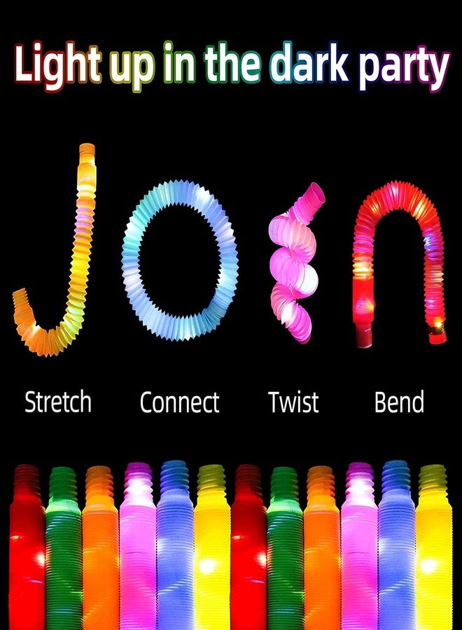 Aganta LED Light Up Pop Tubes Sensory Toys, Fine Motor Skills & Learning for Toddlers, Fidget Toys for Sensory Kids and Stocking Stuffers for Kids Learning Toys Party Pop Tubes (Pack of 24) - Image 5