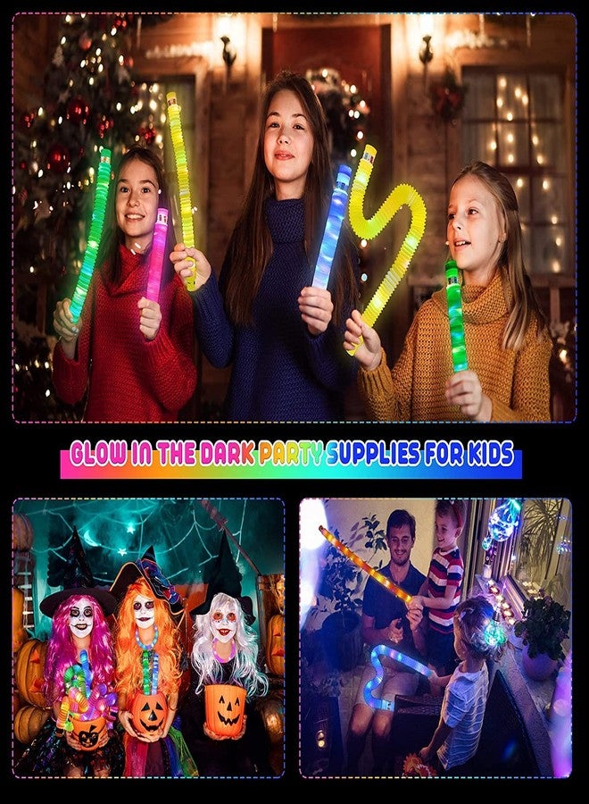 Aganta LED Light Up Pop Tubes Sensory Toys, Fine Motor Skills & Learning for Toddlers, Fidget Toys for Sensory Kids and Stocking Stuffers for Kids Learning Toys Party Pop Tubes (Pack of 24) - Image 2