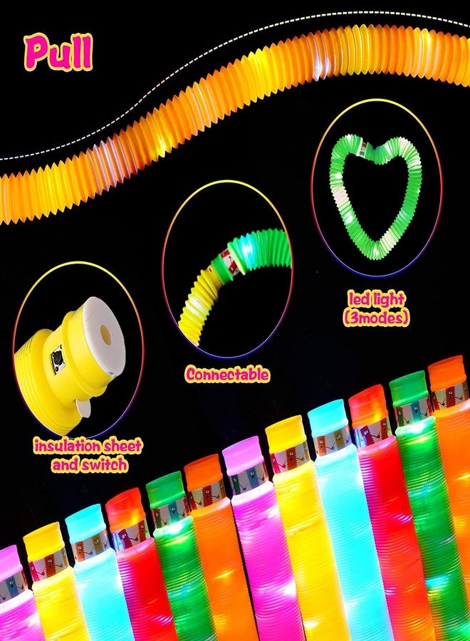 Aganta LED Light Up Pop Tubes Sensory Toys, Fine Motor Skills & Learning for Toddlers, Fidget Toys for Sensory Kids and Stocking Stuffers for Kids Learning Toys Party Pop Tubes (Pack of 24) - Image 3