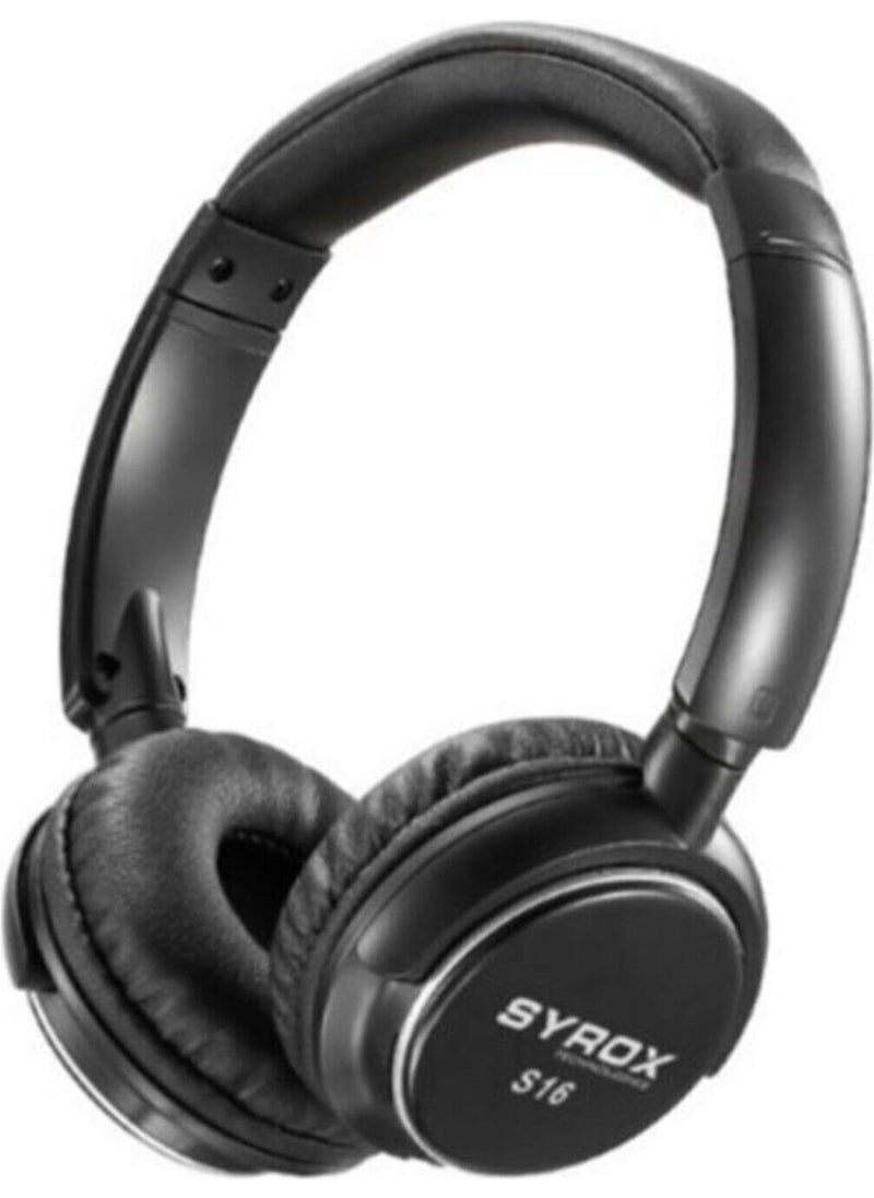 Syrox - Black Bluetooth On-Ear Headphone S16 - Image 1