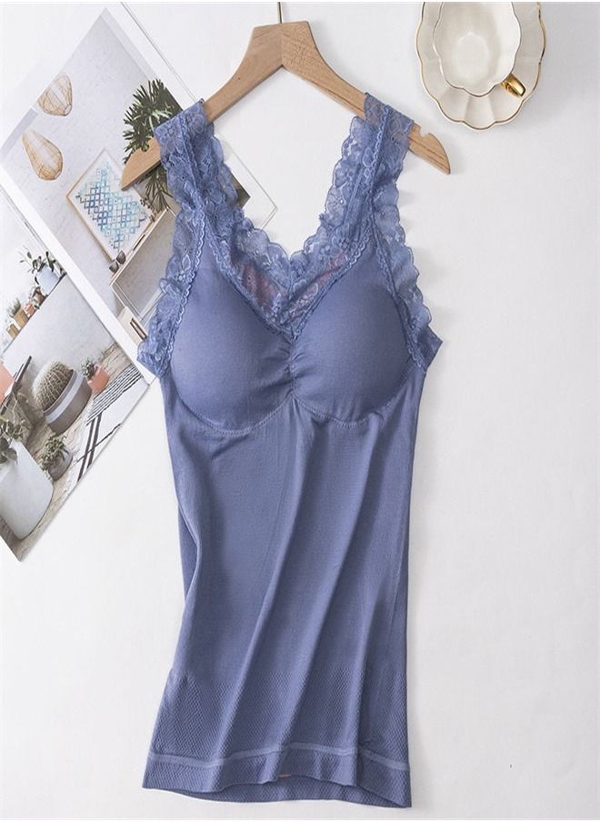 Loquat - Body Beautifying V-neck Base Vest Blue - Image 1