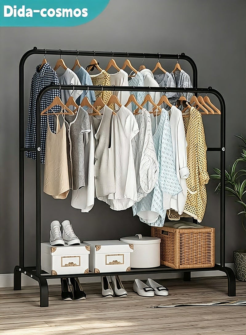 dida-cosmos Freestanding Hanger Double Pole Multi-functional Bedroom Clothing Rack, black ‎56 x 110 x 150 cm - Image 1