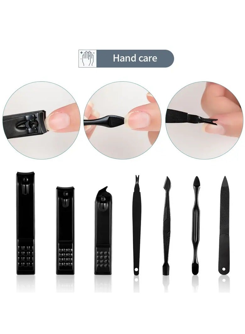ORiTi 12 PCS Classic Black Manicure Set Hand Feet Facial Stainless Steel Accessories, 5 Choices - Image 2