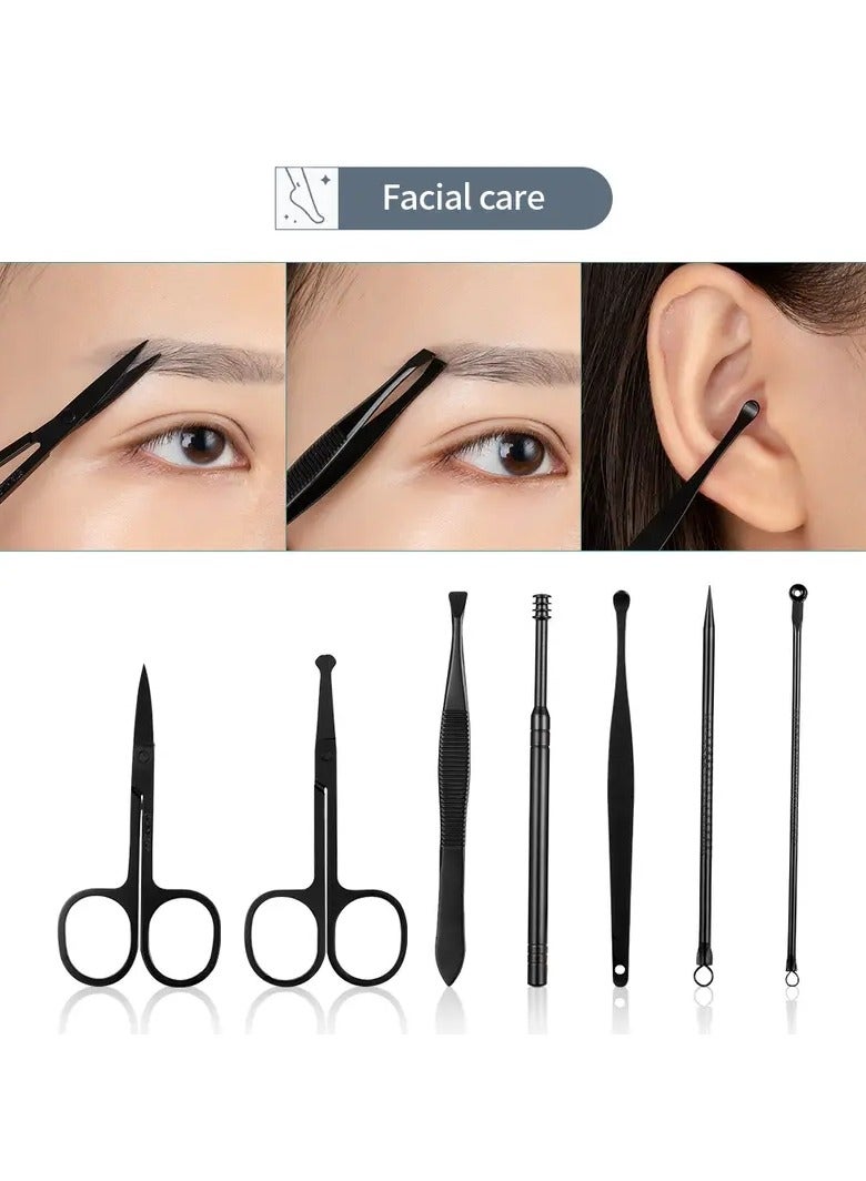 ORiTi 12 PCS Classic Black Manicure Set Hand Feet Facial Stainless Steel Accessories, 5 Choices - Image 3