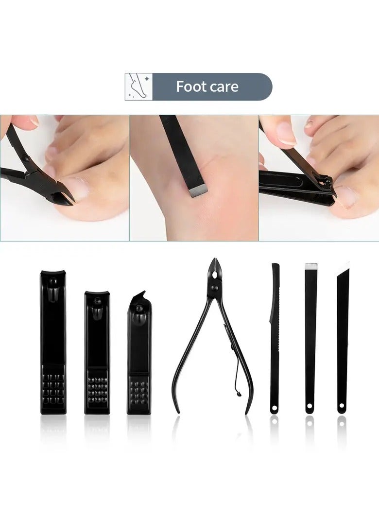 ORiTi 12 PCS Classic Black Manicure Set Hand Feet Facial Stainless Steel Accessories, 5 Choices - Image 4