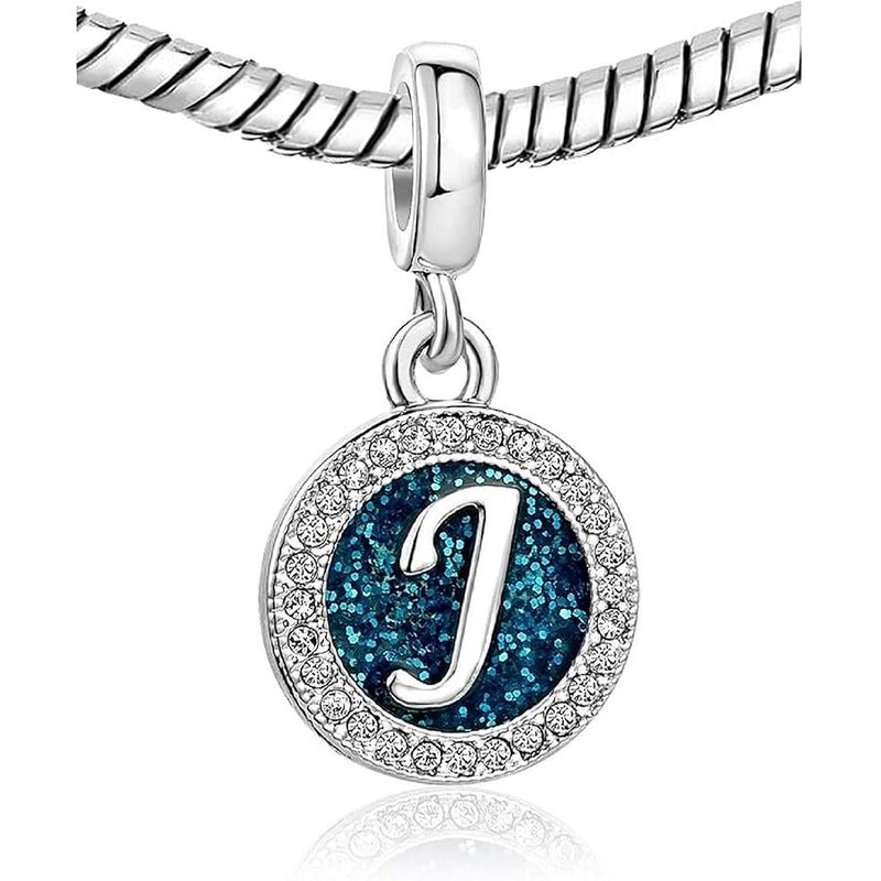 KunBead Letter Initial Blue Charms for Bracelets Alphabet Love Birthday Bead Charm for Women Girls Dangle Pendant Necklace, Metal, copper, - Image 2
