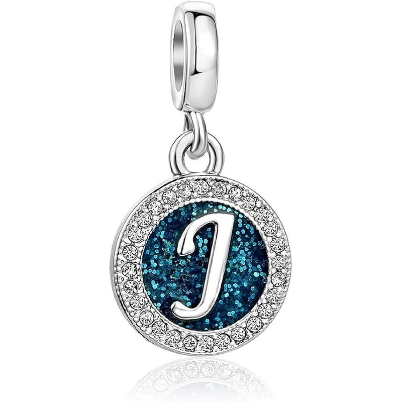 KunBead Letter Initial Blue Charms for Bracelets Alphabet Love Birthday Bead Charm for Women Girls Dangle Pendant Necklace, Metal, copper, - Image 1