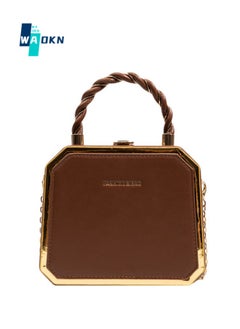 Women's Casual Shoulder Bag, Ladies Minimalist Gold Border Square Bag Handbag Carrying Bag Tote Bags, Exquisite Chain Large Capacity Crossbody Bag Underarm Bag Side Bag Sling Bag