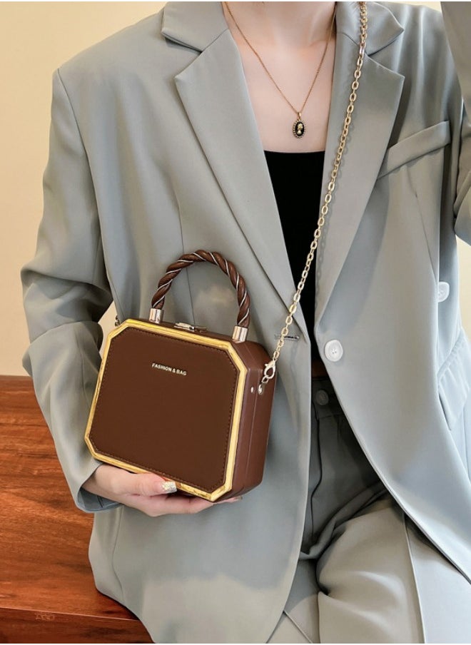WAOKN - Women's Casual Shoulder Bag, Ladies Minimalist Gold Border Square Bag Handbag Carrying Bag Tote Bags, Exquisite Chain Large Capacity Crossbody Bag Underarm Bag Side Bag Sling Bag - Image 1