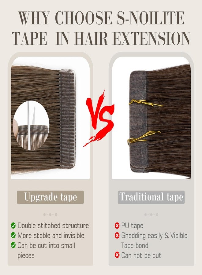 S-noilite Tape in Hair Extensions Human Hair,20 inch Upgraded Double Needle Human Hair Tape in Extensions Seamless Invisible Tape in Hair Extensions Human Hair 50g 20pcs (#2 Dark Brown） - Image 3