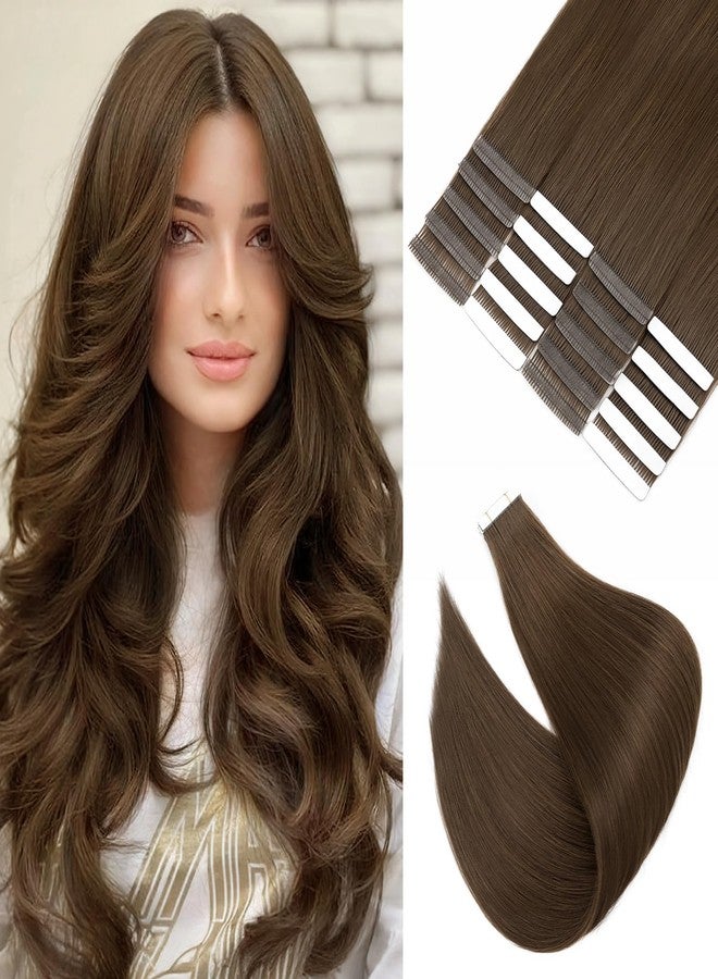 S-noilite Tape in Hair Extensions Human Hair,20 inch Upgraded Double Needle Human Hair Tape in Extensions Seamless Invisible Tape in Hair Extensions Human Hair 50g 20pcs (#2 Dark Brown） - Image 1