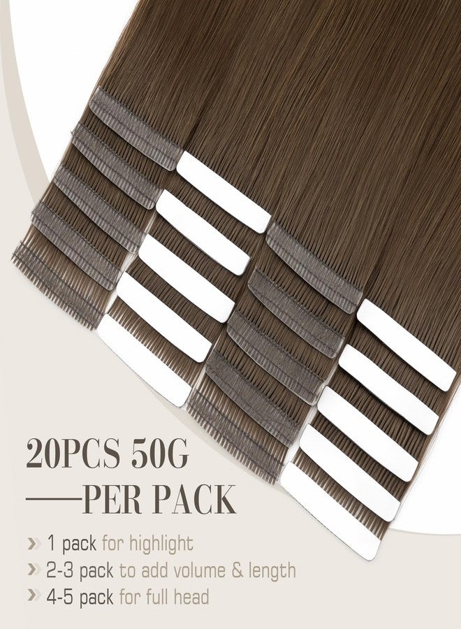S-noilite Tape in Hair Extensions Human Hair,20 inch Upgraded Double Needle Human Hair Tape in Extensions Seamless Invisible Tape in Hair Extensions Human Hair 50g 20pcs (#2 Dark Brown） - Image 2