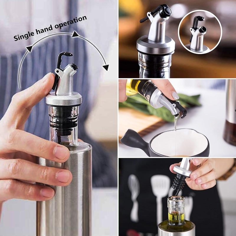 Home-Cloud Stainless Steel And Glass Oil Dispenser Bottle With Measuring Scale | Perfect For Olive Oil, Sauces, And Vinegar | Leak-Proof Auto Flip Non-Drip Spout, 1000 ML - Image 2