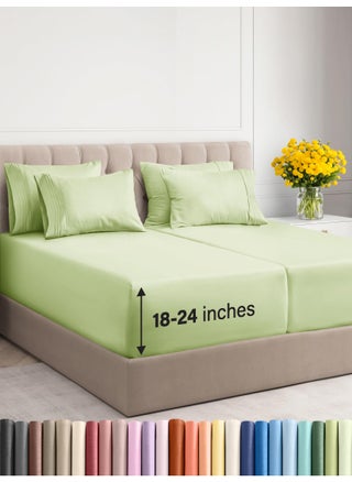 Extra Deep Split King Sheet Set - 7 Piece Breathable & Cooling Sheets - Hotel Luxury Bed Sheets Set - Easy Fit - Soft  Wrinkle Free & Comfy Sheets Set - Light Sage Sheet Set with Extra Deep Pockets - pzsku/Z13DE1C78611469E4F0F0Z/45/1749650542/3b91e518-3c4d-42a2-ad4a-4cb41d4aa06f