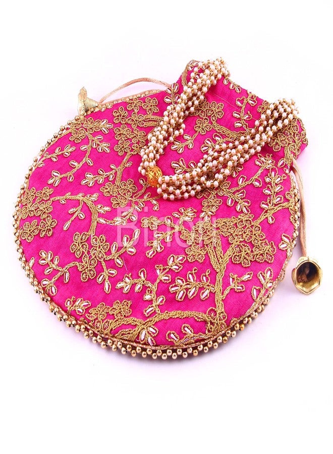 BINORI FASHIONS Rajasthani Style Royal Clutch Silk Batwa Bag Combo Khajoor Wristlets Ethnic Potli Combo For Women's Zari Work Potli Combo Bridal Potli Combo (Pack of 3) - Image 5