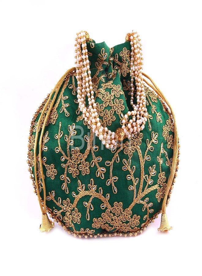 BINORI FASHIONS Rajasthani Style Royal Clutch Silk Batwa Bag Combo Khajoor Wristlets Ethnic Potli Combo For Women's Zari Work Potli Combo Bridal Potli Combo (Pack of 3) - Image 2