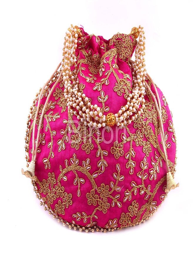 BINORI FASHIONS Rajasthani Style Royal Clutch Silk Batwa Bag Combo Khajoor Wristlets Ethnic Potli Combo For Women's Zari Work Potli Combo Bridal Potli Combo (Pack of 3) - Image 4
