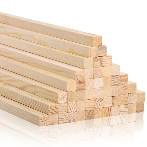 Elsjoy 50 Pack 1/2 x 12 Inch Square Wooden Dowel Rods, Unfinished Pine Wood Sticks for Woodcraft, DIY Project - Image 1