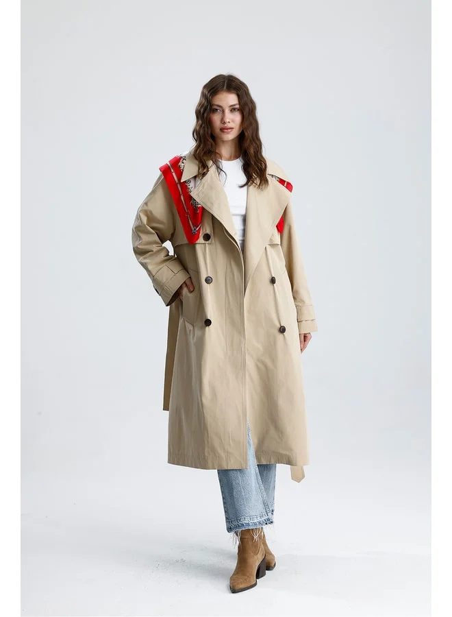 GACACOLLECTION PANTHEON Long Water-Resistant Belted Trench Coat.