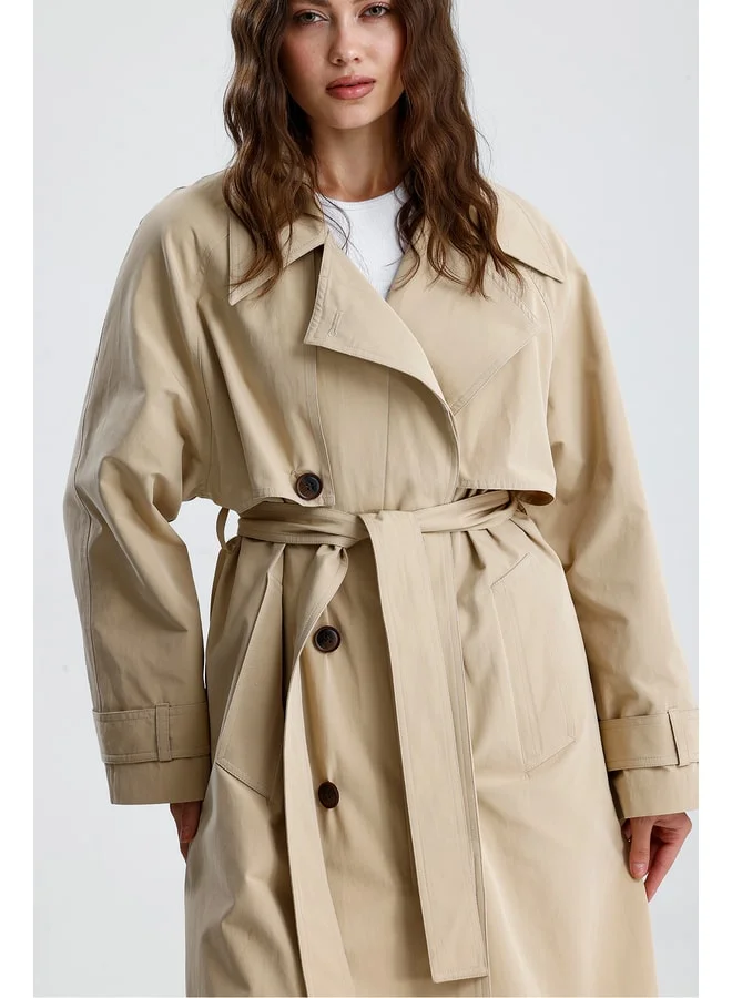 GACACOLLECTION PANTHEON Long Water-Resistant Belted Trench Coat.