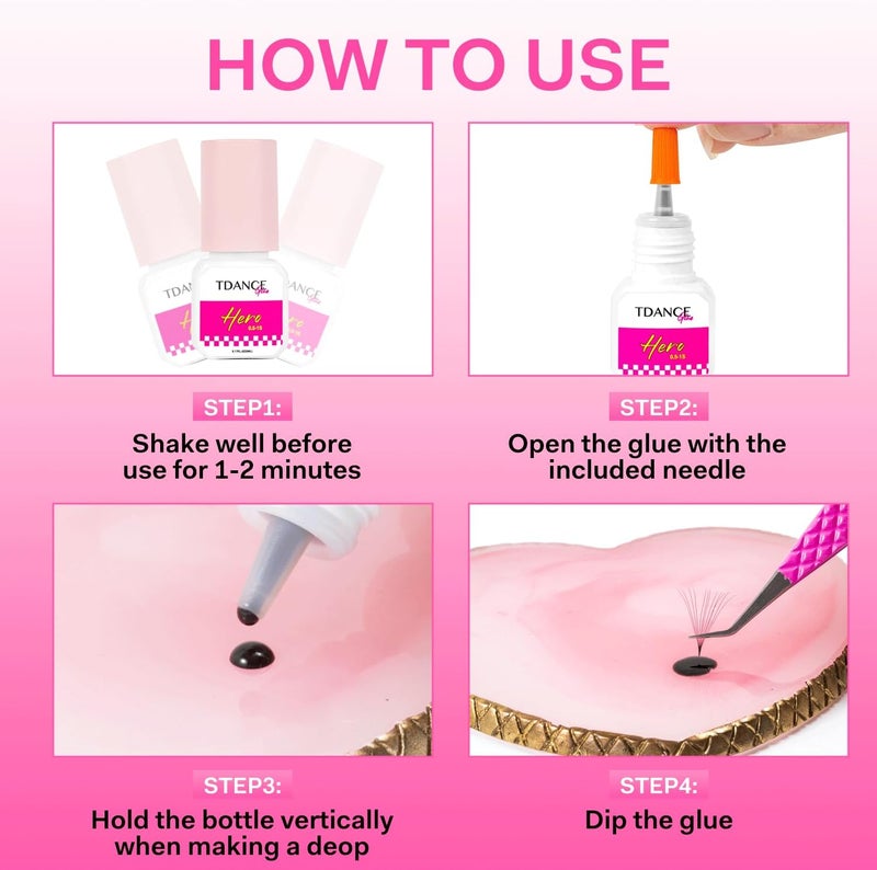 TDance Eyelash Extension Glue /0.5-1 Sec Dry/Retention – 7 Weeks/Lash Extension Glue for Professional Use Only (0.17 fl. oz / 5ml) - Image 5