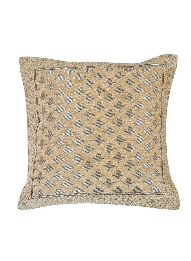 LOOMLYFE Jacquard Geomteric Cushion Covers 16 Inch X 16 Inch Set Of 5 Ethnic Motifs Cushion Covers,Design- Star,Color- Beige, 240 TC - Image 3